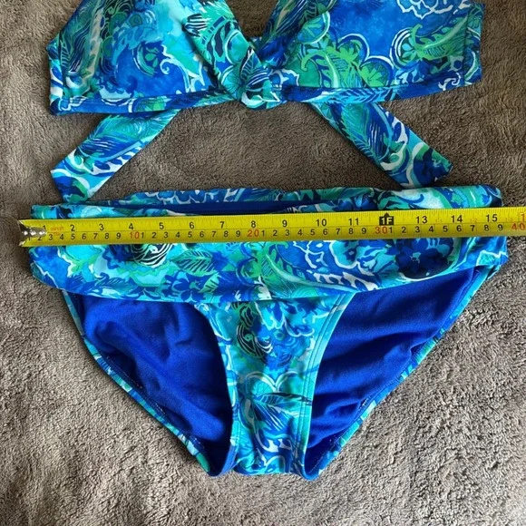 Lauren Ralph Lauren Exotic Paisley Halter Bikini Set Blue Green - Picture 8 of 10